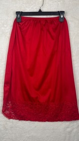Vtg  Vanity Fair Red Lace Camisole Tank Slip Skirt Set Lingerie Sz Small/34-40
