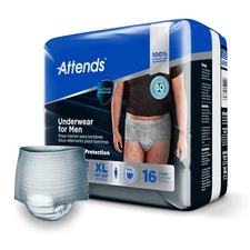 Attends Underwear for Men new bag of 16 gray ultimate absorbency  X-Large 48-64