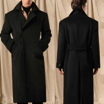 Klassisch Herren Tweed Mantel Doppelreihiger Windmantel Stadtisch Übers Knie - Bild 1 von 4