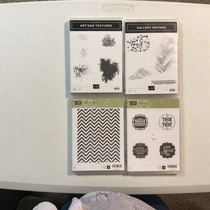Stampin' Up! Unmounted Rubber Background Stamps Lot Textures Chevron Holidays