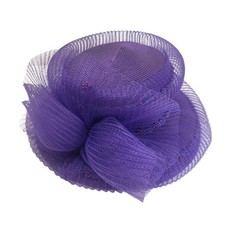 Vintage Purple Fascinator Hat with Tulle Veil  Beads - Church Derby Tea Party