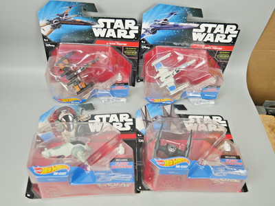 Hot Wheels Star Wars starships Lot Of (4) Slave 1, X-Wings, Tie Fighter
