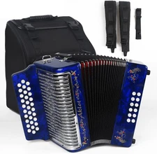AKLOT 31 Key 12 Bass Accordion GCF Celluloid Body Metal Cover Accordions BLUE