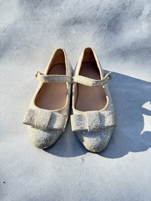 Age of Innocence London Gold Glitter Bow Ellen Mary Janes - Size EU 29 Kids