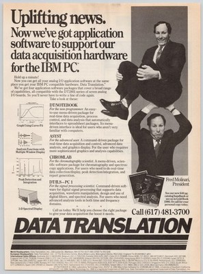 Data Translation IBM PC Software Fred Molinari 1986 Vintage Print Ad