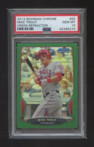 PSA 10 MIKE TROUT 2013 BOWMAN CHROME GREEN REFRACTOR VERY RARE GEM ANGELS HOF ?
