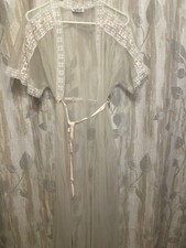 Vintage Gilead Sheer CHIFFON Babydoll GOWN Peignoir LACE Ribbon White Petite