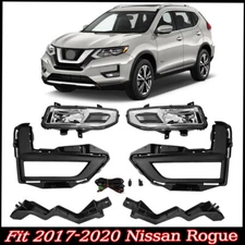 Fit 2017-2020 19 Nissan Rogue S SL SV Fog Lights Lamps w/ Switch Bezel Bulbs Kit