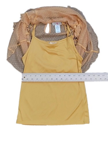 Kandy Kiss Girls Shirt Large Yellow Gold Lace Blouse & Cami Dressy 2 Piece Set - Picture 22 of 24