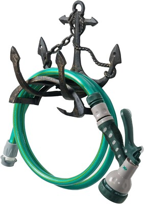 #ad Wall Mounted Vintage Brass Metal Hose Reel Rack Garden Water Hose Holder $52.99