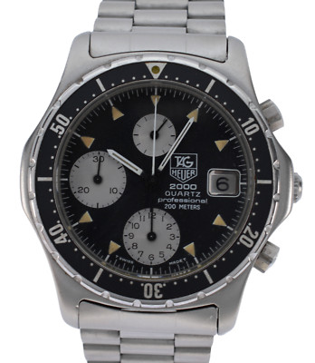 Vintage Men's 37mm Tag Heuer 2000 Series Quartz Chronograph Watch