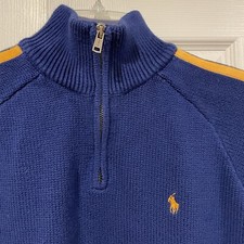 Polo Ralph Lauren 1/4 Zip Pullover Sweater Kids L Large Double Stripe Japan