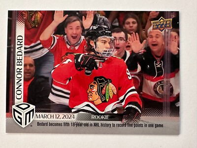 2023-24 Upper Deck Game Dated Moments #72 - Connor Bedard 5 Points in One Game