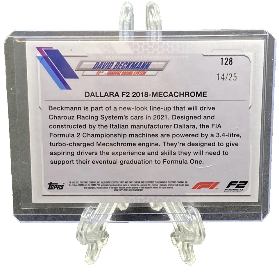 2021 Topps Chrome Formula 1 F1 #128 David Beckmann Car Orange Refractor /25 - Image 2 of 2
