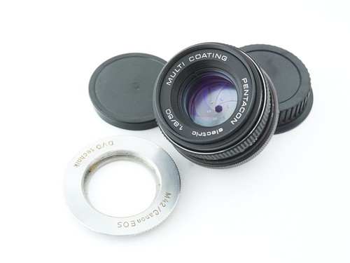 Vintage DDR black MC PENTACON electric 1.8/50mm M42/Canon EF mount portrait lens - Picture 6 of 11