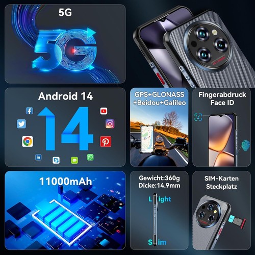 2025 OUKITEL WP35 5G cellulare da esterno Android 14 24 GB + 256 GB 11000 mAh smartphone - Foto 2 di 11