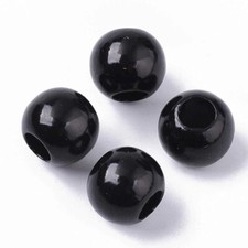 100 pcs Black Smooth ABS Plastic Ball Spacer Beads   12mm   Large Hole: 5mm