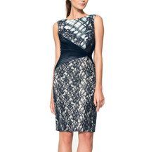 Tadashi Shoji Embroidered Tulle Boatneck Lace Floral Formal Sheath Dress