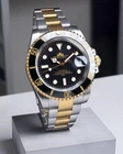Vintage Two-Tone Gold Sapphire Crystal, Seiko NH35 Movement, 200m WR Mod Watch.
