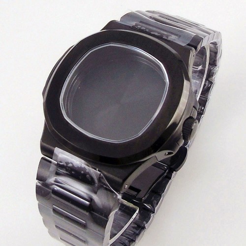 New 40mm Black PVD Square Watch Case Sapphire Glass Fit NH35 NH36 Movement - Picture 8 of 21
