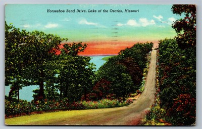 Postcard MO Horseshoe Bend Drive Lake of the Ozarks Missouri W2