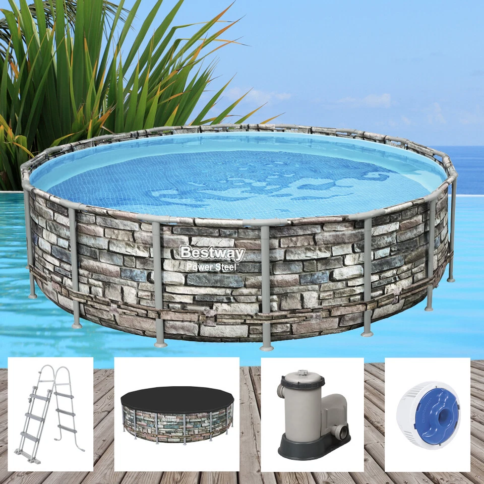 Bestway Power Steel 488x122cm Pool Filterpumpe und Zubehör Gartenpool 56966-21