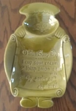 Vintage California Pottery CHEF Onion Soup Recipe Dip Bowl in Rare GREEN Glaze