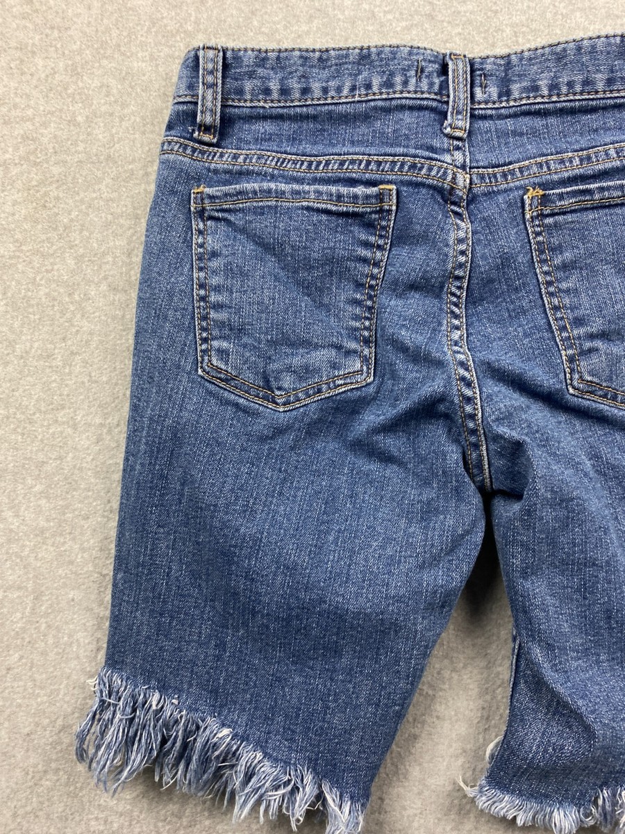 Minijin Women's Size S w24 Blue Denim Frayed Hem Distressed