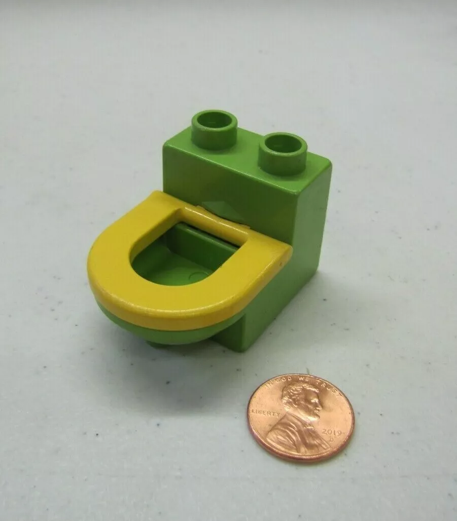 Rare LEGO Duplo YELLOW LIME GREEN BATHROOM TOILET for House Bath Room