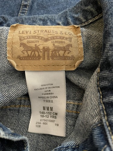 Levis Jean Jacket Youth Size Medium (10-12 YRS) Button Front Trucker Blue Denim - Picture 5 of 6