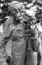 WW2 Picture Photo Soldier and Dog in a mask 6191