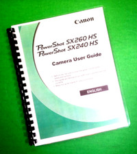 Owners Manual for Canon SX240 HS SX260 HS Camera 248 Pages W/Clear Covers