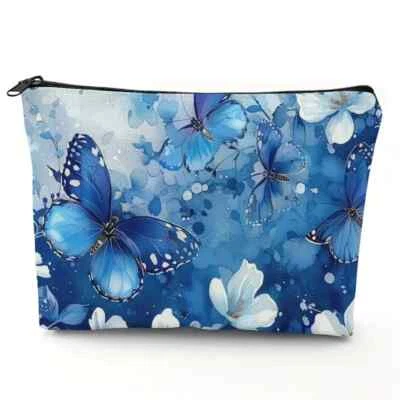 Blau Schmetterlinge Lebendig Organizer Tasche Reise Kosmetik Kulturbeutel Federmäppchen
