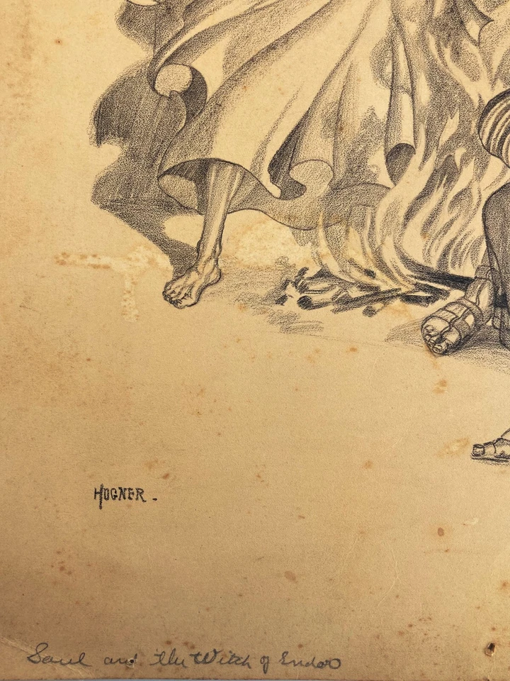 Ilustración original de Nils Hogner de 1920 "Saulo y la bruja de Endor" Foto 4 de 4