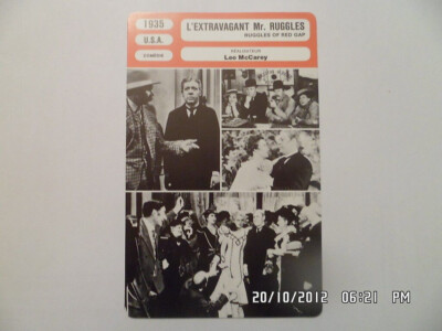 CARTE FICHE CINEMA 1935 L'EXTRAVAGANT MR. RUGGLES Charles Laughton M ...