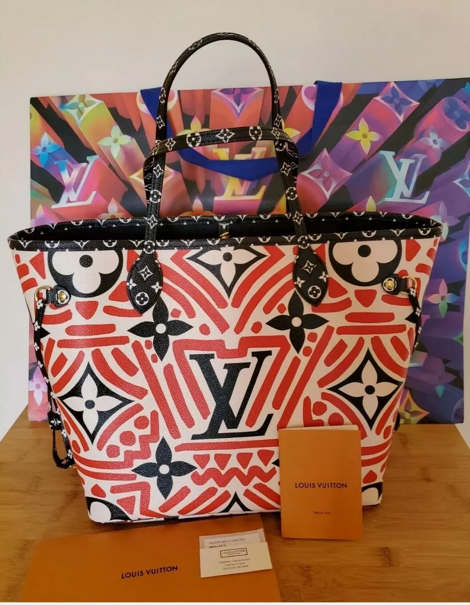 Louis Vuitton Red, Black, and White Giant Monogram Crafty Coated Canvas Neverfull mm Gold Hardware, 2020, Black/Red/White Womens Handbag