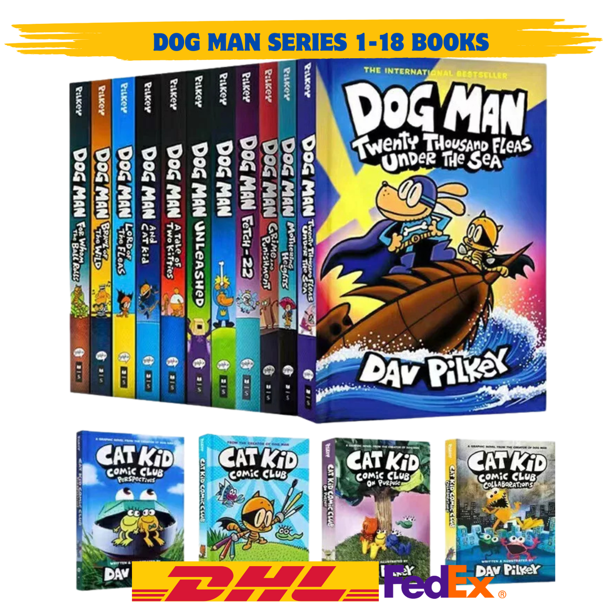 Dog Man Series 1-18 Books Set dogman Children's Collection by Dav