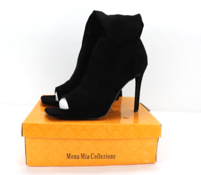 Mona Mia Womens Bella Thigh High Black Suede Zip High Heel Open Toe mona-mia-womens-bella-thigh-high-black-suede-zip-high-heel-open-toe