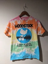 Woodstock 3 Days of Peace Liquid Blue Tie Dye Medium T-Shirt