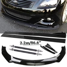 Front Bumper Lip Spoiler Side Skirts Rear Lip Glos Black For Infiniti G37 G35 Co