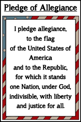 Pledge of Allegiance to USA Flag Educational Art Wall Room Poster - POSTER 20x30