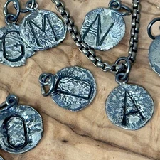 Sterling Silver Initial Pendant Charm Handmade Letter  Unisex A - Z