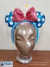 Disney Parks Flower Bow Polka Dot Sequins Minnie Ears Headband Note