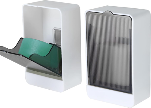 Bar Soap Holder Dish Shower 2 PCS Self Draining Soap Container with Lid, Wall Mo