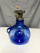 Cobalt Blue Glass Oil Lamp