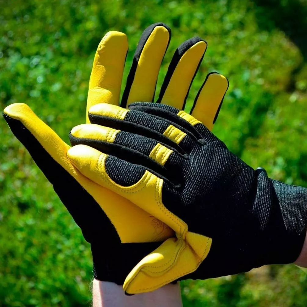 Leather Work Gloves with Reinforced Palm Safety Hands Protective Gloves  Unisex