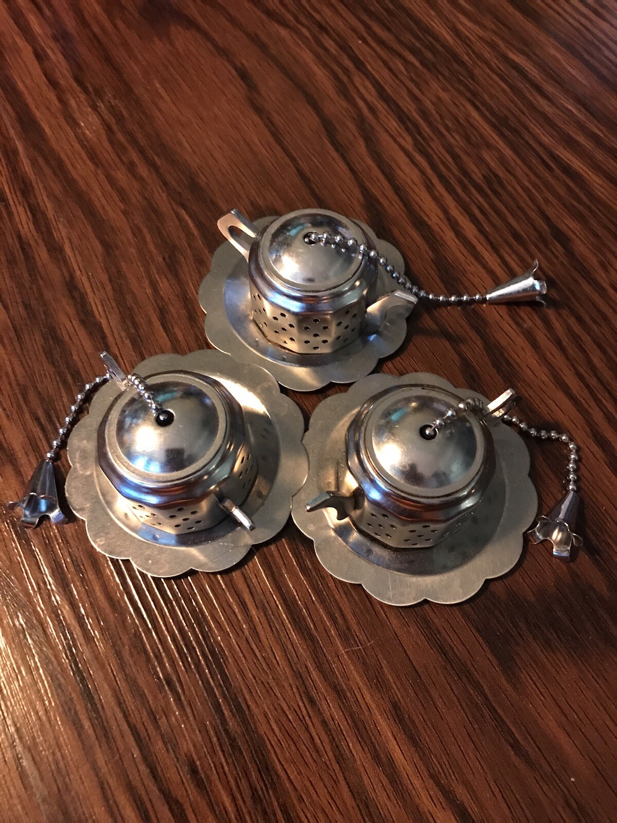 TEAPOT KETTLE SHAPED LITTLE TEA INFUSER STRAINER & DIP CHAIN,with stand ...