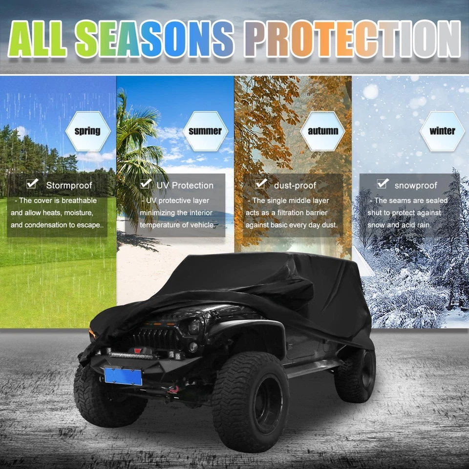 For Jeep Wrangler 2 / 4 Door CJ YJ TJ JK Car Cover Dust UV Waterproof Protection - Imagem 3 de 4