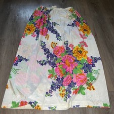 Vintage 60s Maxi Skirt Rare Bright Hawaiian Floral Flower Power Nylon SEMI SHEER