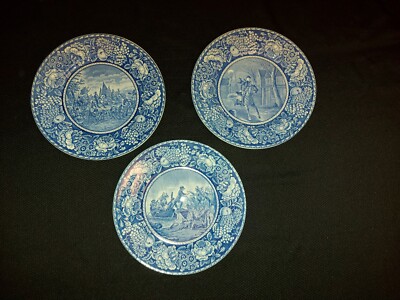 THREE ROYAL FENTON - STAFFORDSHIRE ENGLAND BLUE PLATES - PRE-OWNED